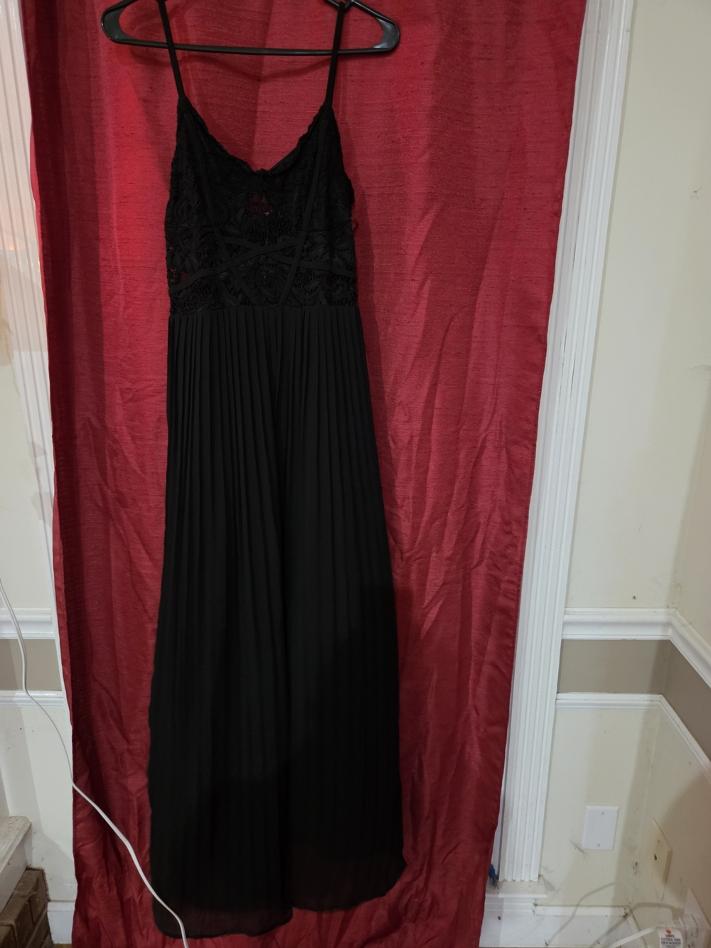 Privacy Please Black Lace Bodice Pleated Jumpsuit